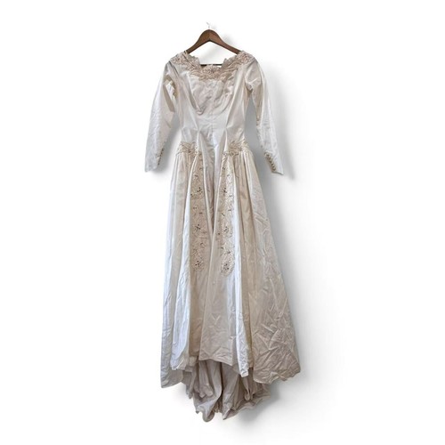 Vintage 80s ivory satin - ivory,