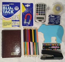 Stationery Lot Calculator Pencils Stapler Paper Clips Magnet Blue-tack Notebooks
