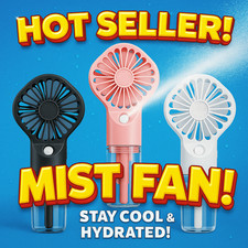 Handheld Misting Fan | USB-C Rechargeable Portable Water-Spray Mini Cooling