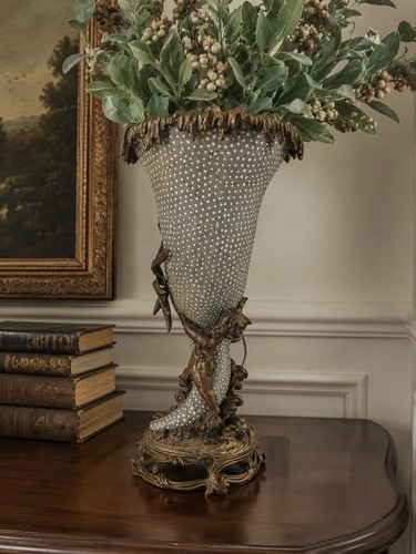 Antique french cherub urn - french,