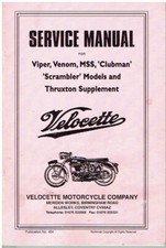 VELOCETTE VIPER VENOM MSS CLUBMAN SCRAMBLER THRUXTON '55-67 SERVICE MANUAL REPRO