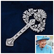 Queen Mary’s Scottish Thistle Brooch FULL SIZE, 5A Cubic Zirconia Rhodium Plated