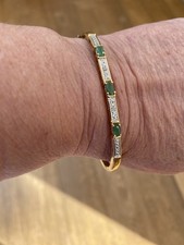 Gold Plated Emerald And Diamond Bracelet Bangle