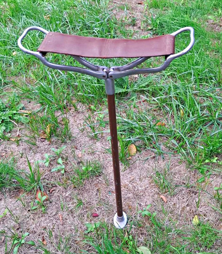Vintage leather shooting stick - vintage,
