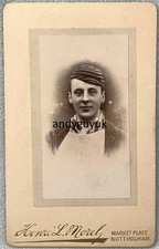 CDV BOY IN SPORT CAP CRICKET ANTIQUE PHOTO APRON VICTORIAN MOREL NOTTINGHAM