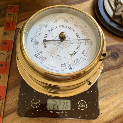Brass glass vintage barometer - vintage,