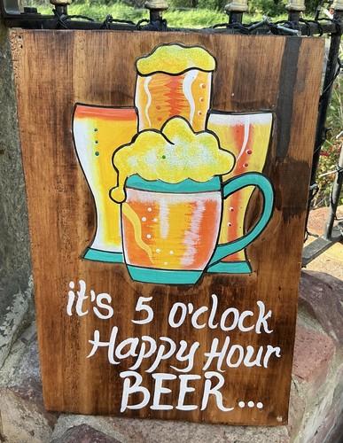 Hand carved wooden beer sign - hand,