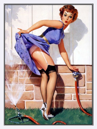 Sprinkler pin girl - sprinkler, retro