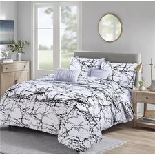 4 Piece Marble Microfiber Duvet Cover with Fitted sheet Pillow Case Quilt Set 
