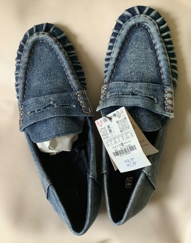 Zara blue denim loafers - zara,