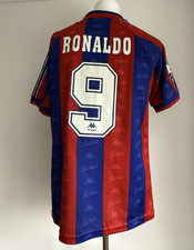 FC Barcelona Kappa 1996 1997 #9 Ronaldo Red Blue Football Shirt Men's Size XL