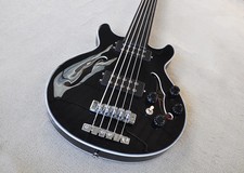 5 String Bass Electric Guitar Custom: Semi-Hollow Body Bass with Chrome Hardware