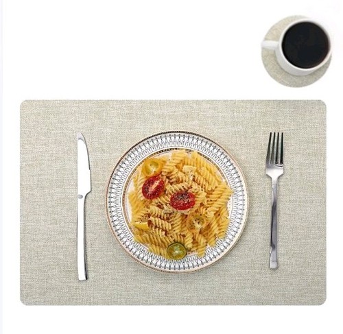Beige placemats coasters - beige,