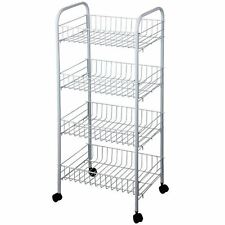 4 Tier White Kitchen Trolley