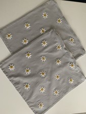 IKEA Cushion Covers Reversible Grey Flower Design Zip Closure 50cm Square