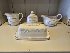 Victoriana Japan 1988 Pink Rose' Butter Dish, Sugar Bowl' Two Jugs
