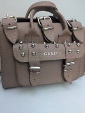 Grafea Luna Nude Real Leather Studded Handbag With Shoulder Strap