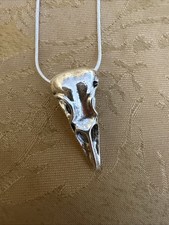 Silver 925 Necklace With Silver Colour Pendant Bird Skull Head
