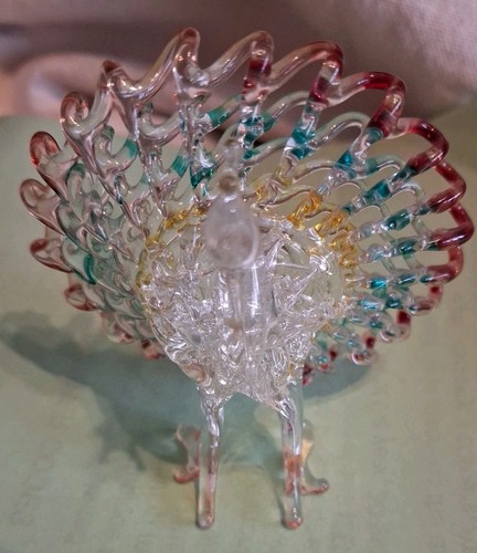 Spun glass peacock - glass,