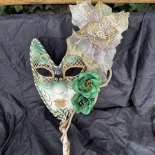 Rare Hand-Crafted Venetian Venezia Masquerade Mask Opera Stick Made in Italy