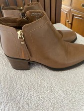 Peacocks Ladies Tan Block Heel Ankle Boots Size 5 Excellent Condition
