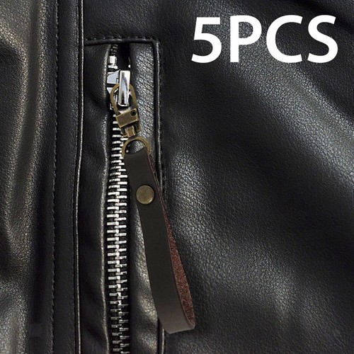 Zipper pull ends leather - 5x,