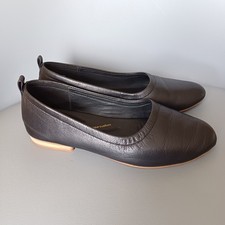 Clarks 'Fawna' UK 4 Ladies Soft Leather Black Slip On Flats Casual Shoes 