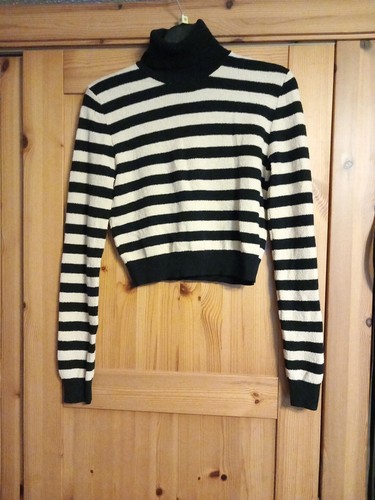 Zara cream black stripe roll - cream,