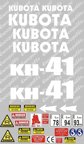 Decal sticker set kubota kh41 - decal,