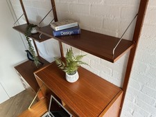 PS System mid Century Danish Teak Wall Shelving storage 1960s Vintage 2 Bay Set