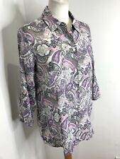 Peter Hahn paisley print lightweight summer shirt blouse 12 VGC cotton purple