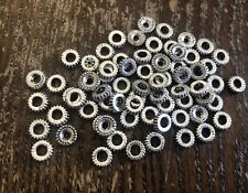 Vintage Silver Plated Ribbed Edge Tire Wheel Stack Rondell Metal Bead Lot