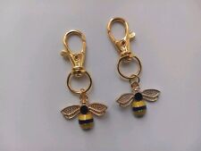 BUMBLE BEE PENDANT CHARM BEE ENAMEL CLASP KEYRING PURSE BAG ZIPPER X2 NEW GIFT 