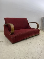 Art Deco 1940s Red Two Seater Distressed Sofa Restoration Project As Seen Poirot