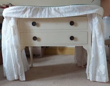 Vintage Kidney Dressing  Table with Glass Top and 2 Drawers - Collection Only