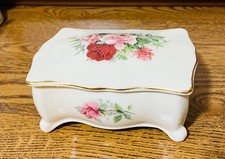 Mary Leigh pottery VTG Handcrafted In Staffordshire England Jewelry Box, Roses