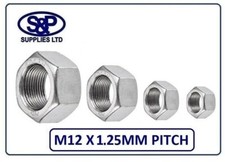 M12 X 1.25MM FINE PITCH HEX FULL NUT 12MM ZINC PLATED M12 X 1.25MM PITCH BZP