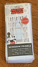 NEW - Disney Mickey Mouse Microfiber Window Panels & Tie-Backs Set of 2 42"x63"