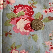 Cath Kidston / IKEA Rosali Roses Cotton Fabric Pink  Blue White  Crafts