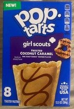 NEW KELLOGG’S GIRL SCOUTS FROSTED COCONUT CARAMEL POP TARTS 8 TOASTER PASTRIES