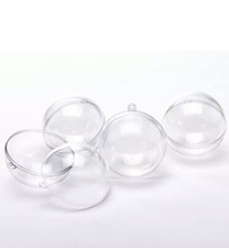 5 X 2 Part Clear Plastic Bauble Acrylic Transparent Sphere Ball - Craft