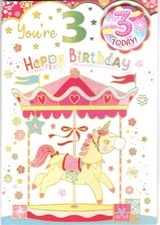 GIRLS 3rd BIRTHDAY CARD WITH