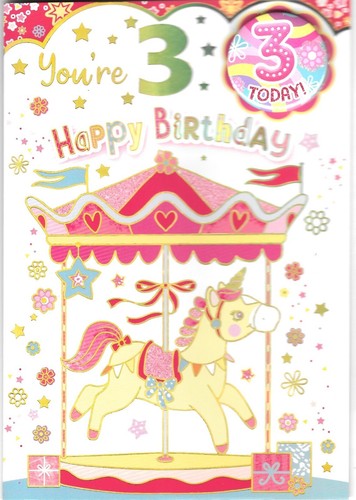 Girls 3rd birthday card with - girls,