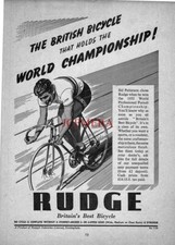 RUDGE World Champion Bicycle Sid Patterson ADVERT Vintage 1950s Print Ad 675/122