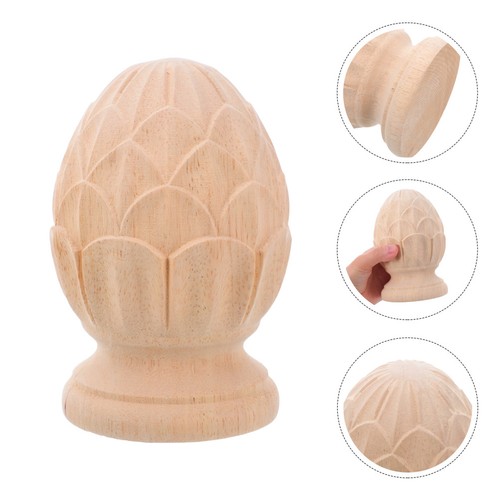 Beige wood carved pineapple - beige,