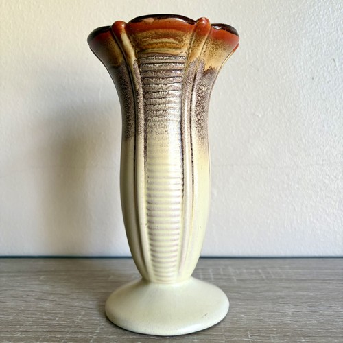 Czech art deco pottery vase - art,