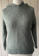 Fabulous SUPERDRY Pale Green Chunky-Knit Sweater Hoodie - Super soft!! UK6
