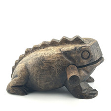 Vintage Wooden Frog Guiro Beautifully Aged Hand-Carved Percussion Instrument 8"