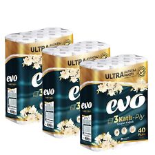120x Toilet Rolls Soft Tissue 3 Ply Evo Luxury Quilted Absorbent Bulk Savings