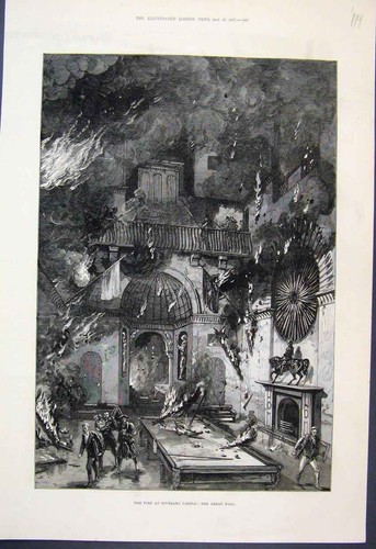 Original old antique print - old,